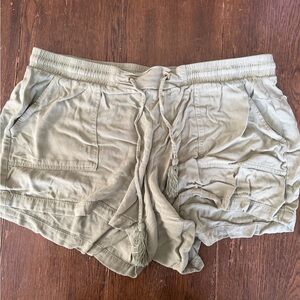 CC Boutique Olive Green Tassel Drawstring Athletic Shorts